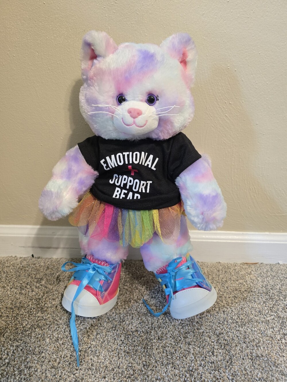BUILD A BEAR MULTI COLORED CAT + OUTFIT